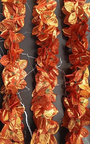 Image of VRB Dec 1 Pcs Artificial Flowers Vine Blossom /Roses Garland Fake (6 ft) Flowers Fabric Roses /Blossom Garland for Wedding Decor Diwali /Ganpati /Garden Wall Valentine (Bronze Money Plant Creeper)