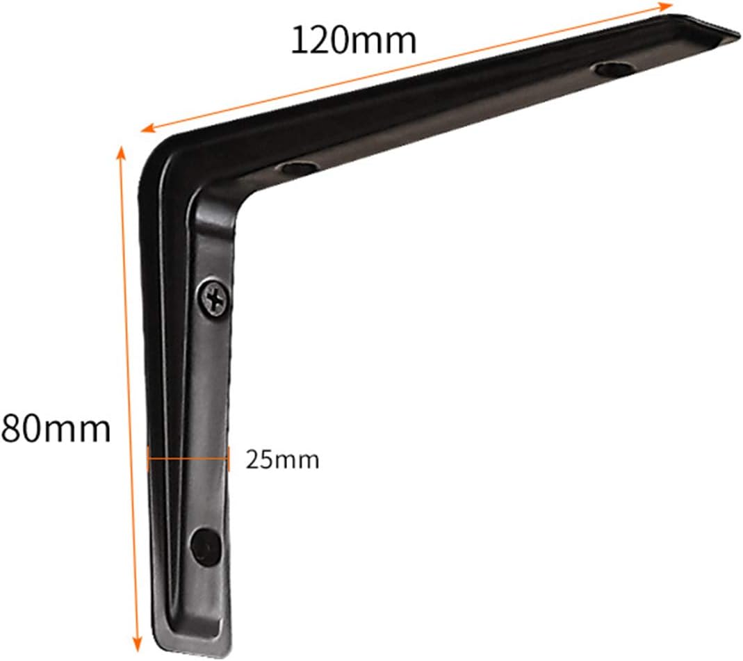 Shelf Brackets,Brackets,Household Simple Triangular Support Frame, Wall-Mounted Fixed Right-Angle Bracket Rack Bracket(Black Color,120 * 80 mm)