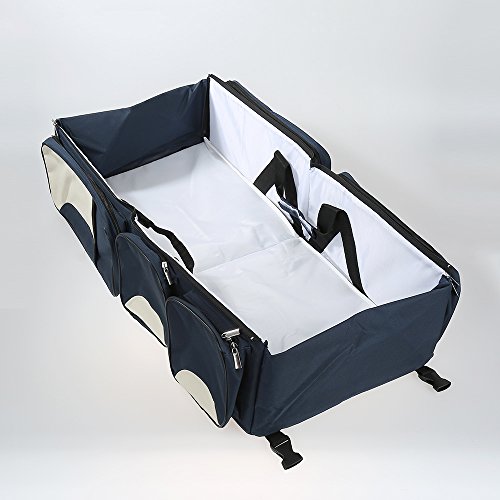 Flyelf 3 en 1 sac à couches Voyage Bassinet bébé Voyage Bassinet/Diaper Bags Portatif (Bleu foncé)