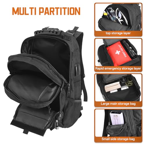 Image of gracedon Tactical Backpack for Men and Women Black4 | Outdoor Travel