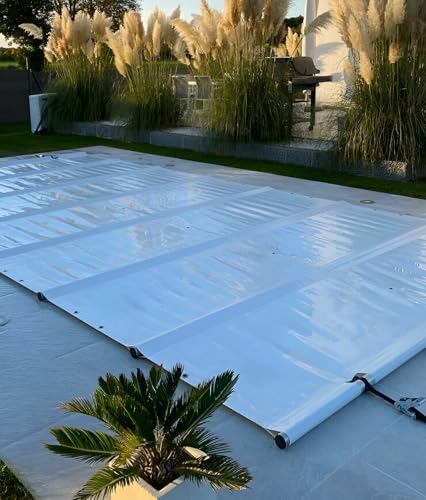 ANKO PLANEN Bâche de Piscine rectangulaire de sécurité à Enrouleur – sécurité maximale Toute l’année – SafeDeluxe – sans Barres (3,5m x 6m,...