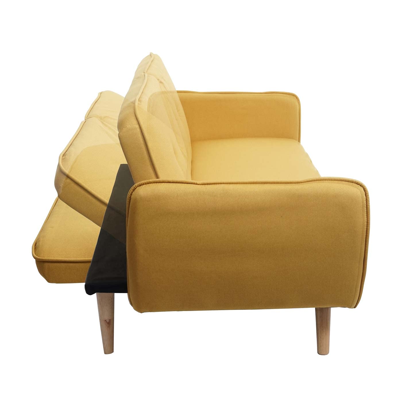 Mendler HWC-J18 - Sofá cama (185 cm), color amarillo | Sofá plegable, cama de invitados, sofá cama, textil