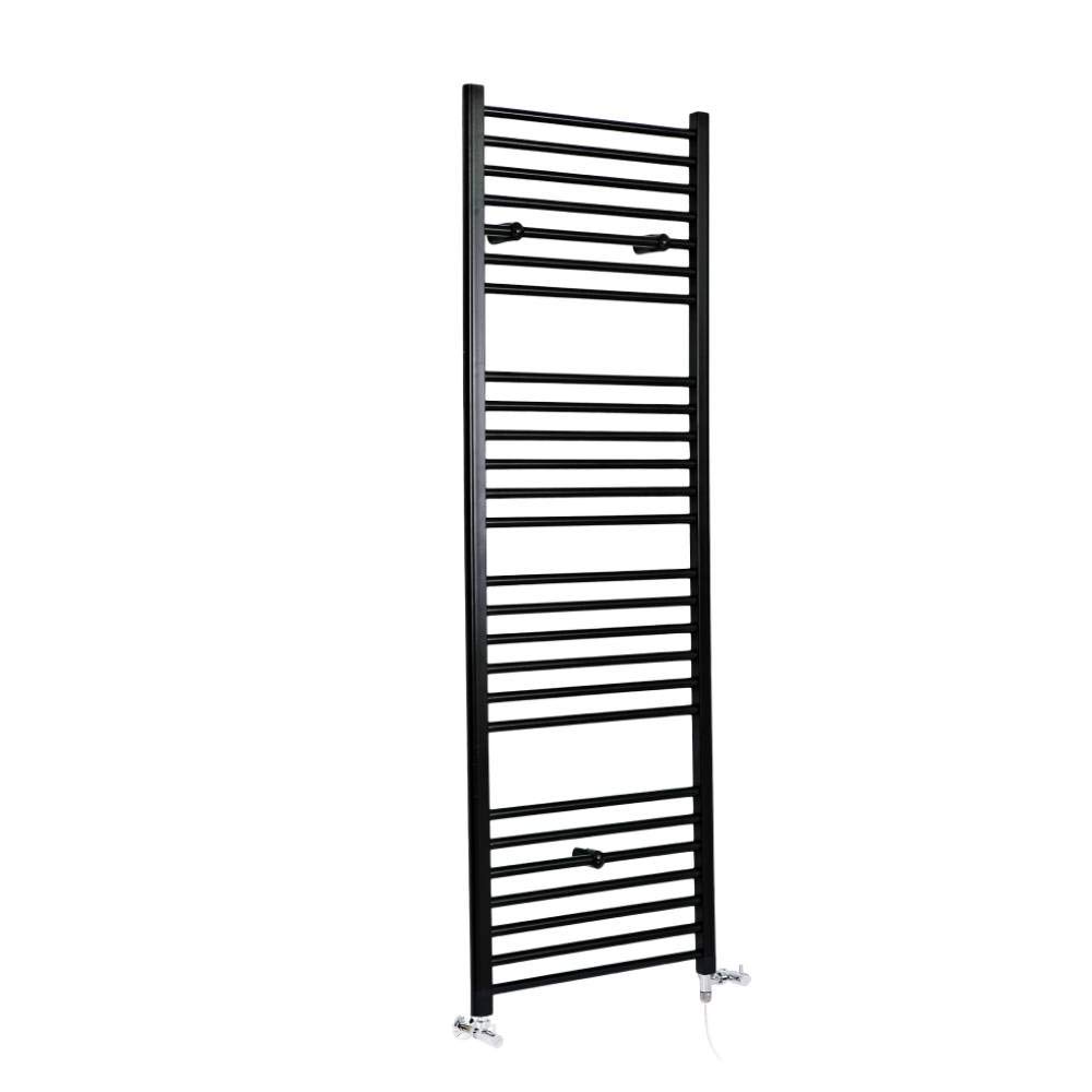 Milano Black Nero Dual Fuel Straight Heated Towel Rail - 1800Mm X 500Mm