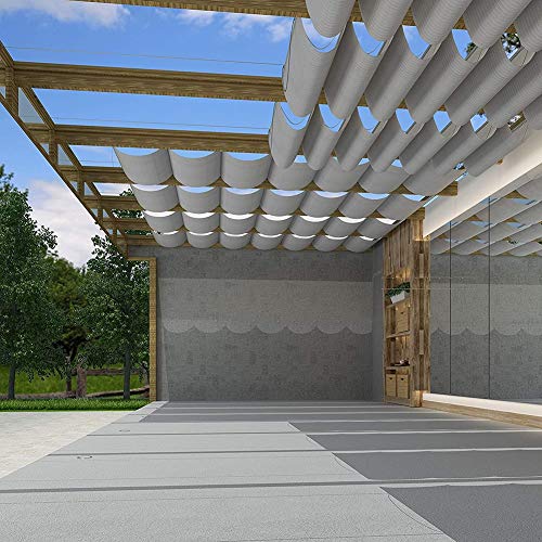 Wysuwana osłona przeciwsłoneczna do pergoli z HDPE | Szara, wysuwana osłona przeciwsłoneczna pergoli o wielu rozmiarach na zewnątrz(1.1X7M)