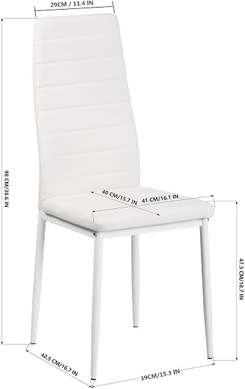 Dining Table with 4 Chairs Dining Room Group Set of 4 Dining Room Chairs and Rectangular Wooden Table Dining Set for Living Room Kitchen Office (Oak White Table + 4 White Chairs)