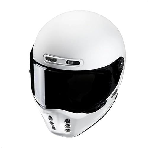 Miniatura 2 de HJC V10 Casco sólido de motocicleta de cara completa con escudo de pinlock HJ-41, aprobado por DOT (blanco, grande)
