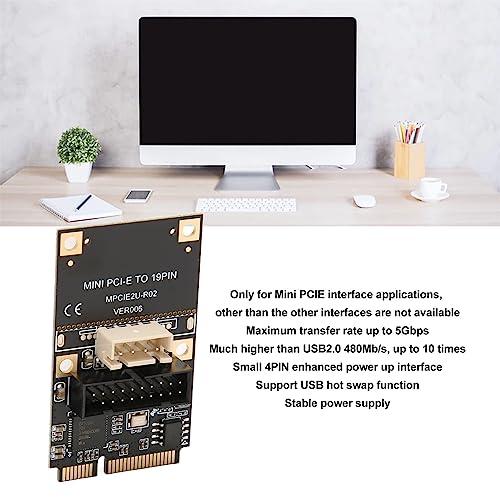 Mini carte d'extension PCIE vers USB 3.2 GEN1 19 broches interne compatible Windows 11 10 - 3