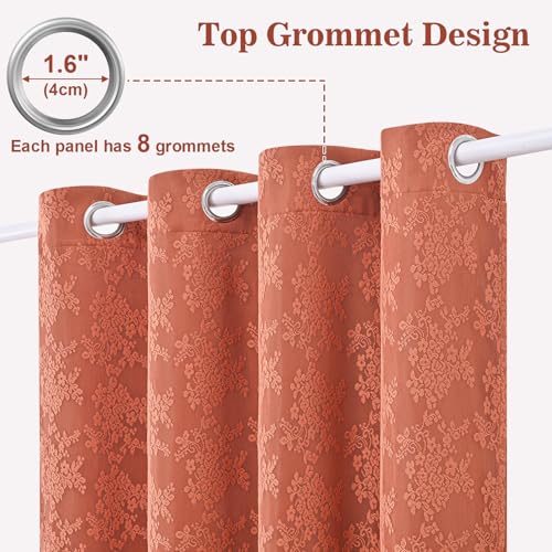 Image of Yinhua Terracotta Curtains for Living Room Double Layer Curtain with Sheer Overlay Farmhouse Blackout Curtains for Bedroom 63 Inch Length, Grommet Drapes with Tiebacks, 2 Panels