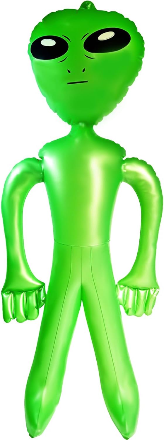 60 Inch Giant Green Inflatable Alien - Area 51, One Piece Blow Up Aliens Toy | Outer Space Halloween Decorations | Hanging Inflate Balloons Pool Toy, Birthday Party Supplies - 5FT