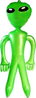 Vlish 60 Inch Giant Green Inflatable Alien - Area 51, One Piece Blow Up Aliens Toy | Outer Space Halloween Decorations | Hanging Inflate Balloons Pool Toy, Birthday Party Supplies - 5FT