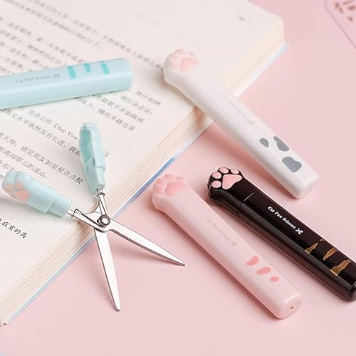 Miniatura 4 de Tijeras portátiles multifuncionales azules para coser, diseño de patas de gatos encantadores para manualidades, proyectos de manualidades