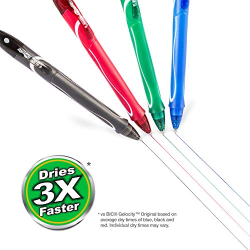 Image of BIC Gel-Ocity Quick Dry Gel Pens, Medium Point Retractable Gel Pen (0.7mm), 3-Count