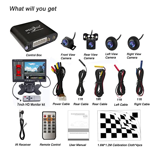 Weivision BDV0001HD Super Hd 1080P 360 Degree Bird'S Eye-View Camera Dvr System Bird View Panoramic All Round View System + 7Inch Hd Display thumb #6