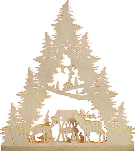 Arche lumineuse LED bois 7 ampoules Famille de cerfs idée cadeau Noël