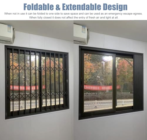 Barras de seguridad plegables de metal con cerradura – Rejilla segura para niños para ventanas de sótano, protección duradera para la seguridad del hogar