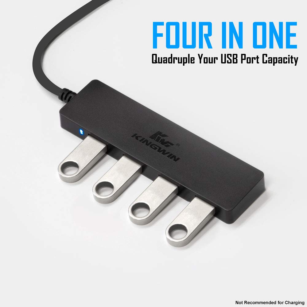 Kingwin Hub USB 4 porte USB 3.0 Data Hub per Mobile SSD, MacBook, Mac Pro/Mini, iMac, Chromebook, Surface Pro, USB Flash Drives, Notebook PC, XPS, e More [Ultra Slim]