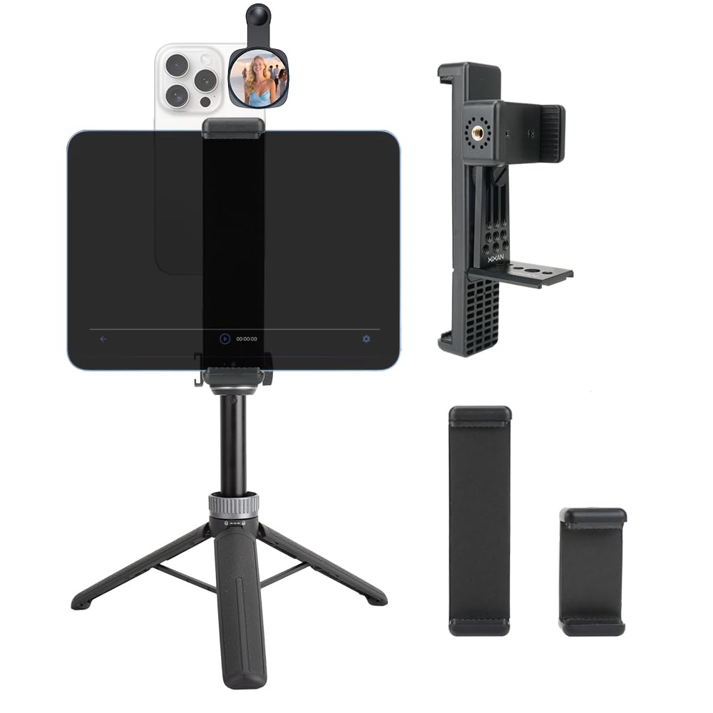 Large Screen Teleprompter Holder for Tablet &amp; Phone with 25.8" Tripod