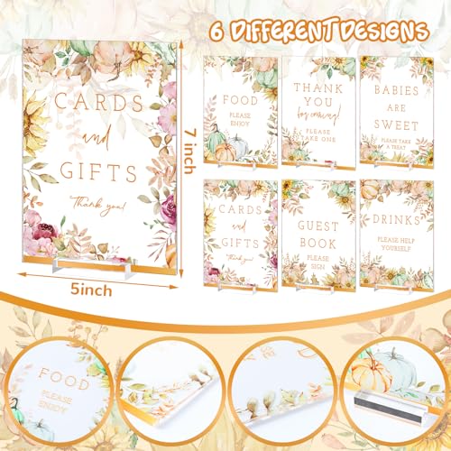 Image of Vercraft 6 Pcs a Little Pumpkin Is on The Way Baby Shower Table Decor | 5 x 7 inch Pumpkin Baby Shower Decorations, Fall Pumpkin Centerpieces, Wedding Birthday Party Guest Gift Decor