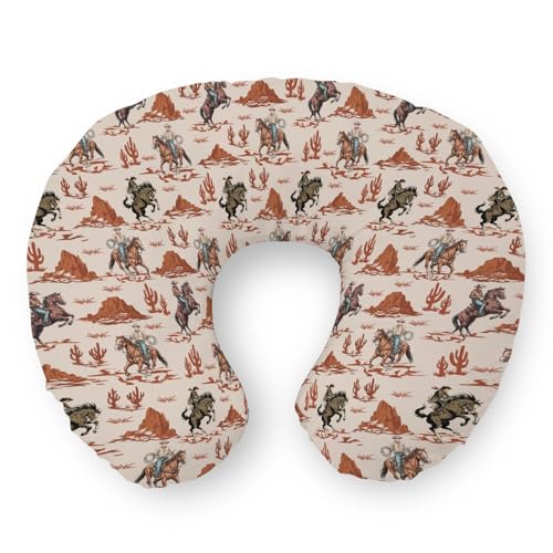 Vintage Cowboy Country Nursing Pillow Covers Western Cowboy Horse Cactus Mountain Stretchy Soft Nursing Covers for Breastfeeding Pillow Wild West Desert Slipcovers for Baby Girls Boys Newborn Brown