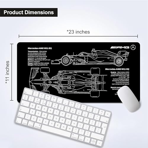 Image of Darkbuck F1 Car Large Extended Mouse Pad Laptop Desktop PC Gaming Long Mousepads Rubber Base with- Anti Skid (595MM x 290MM x 3MM) F1 Car