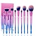 Adpartner Mermaid Makeup Brush Set, 10 PCS Makeup Brushes with Case Stylish Gradient Color Makeup Foundation Concealer Eye Shadow Brush, Soft Bristles 3D Fish Scale Handle Make Up Kit