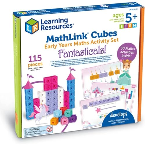 Learning Resources Set de Actividades Matemáticas con Cubos MathLink Mundo Fantástico, 5+ Años, Juguete Educativo para Aprender Suma y Secuencias