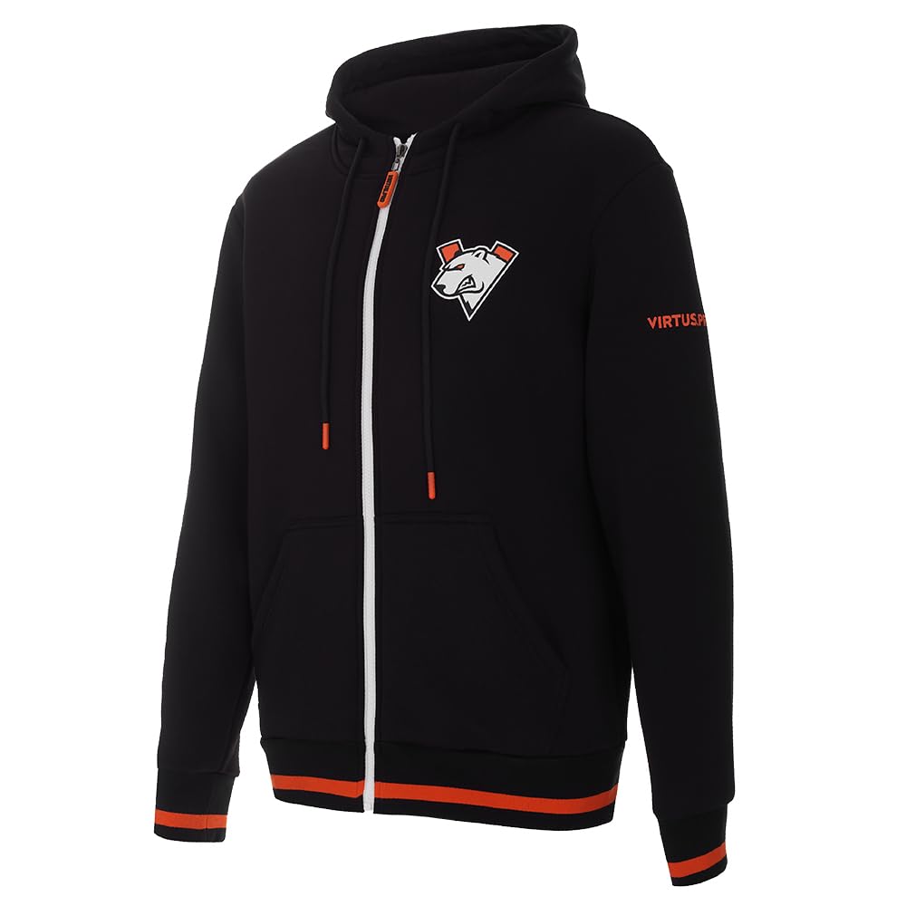 Virtus.pro - Bluza z kapturem z zamkiem błyskawicznym, grafika gracza, stylowa bluza z kapturem dla fanów, odzież dla graczy, odzież drużyny e-sportowej, czarna, XXL, Czarny, XXL