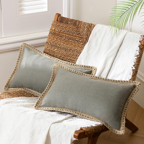 Phantoscope Pack of 2 Farmhouse Decorative Solid Throw Decorative Pillow