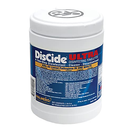 Discide Ultra, Disinfecting Towelette, 6"X 6.75", 160 Towelettes per Can, Case of 12 Cans