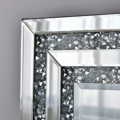 Kohros Decorative Crush Diamond Mirror, Large Rectangle Wall Mirror For Living Room, Hallway, Bedroom 35.4" X 23.6" #TOP4
