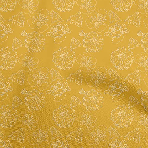 oneOone Cotton Cambric Yellow Fabric Floral DIY Clothing Quilting Fabric Print Fabric By Yard 42 Inch Wide-26