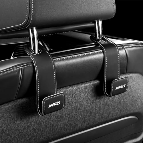 ヤリス 適用 ヘッドレスト フック YARiS ロゴ付き PUレザー 車 フック 荷物かけ ヤリス 10系 15系 X G Z ハイブリッド グレート 対応 耐荷重強く 車用 シートフック 隠せる式 内装 アクセサリー 前後適用 カー用品 便利グッズ (ブ