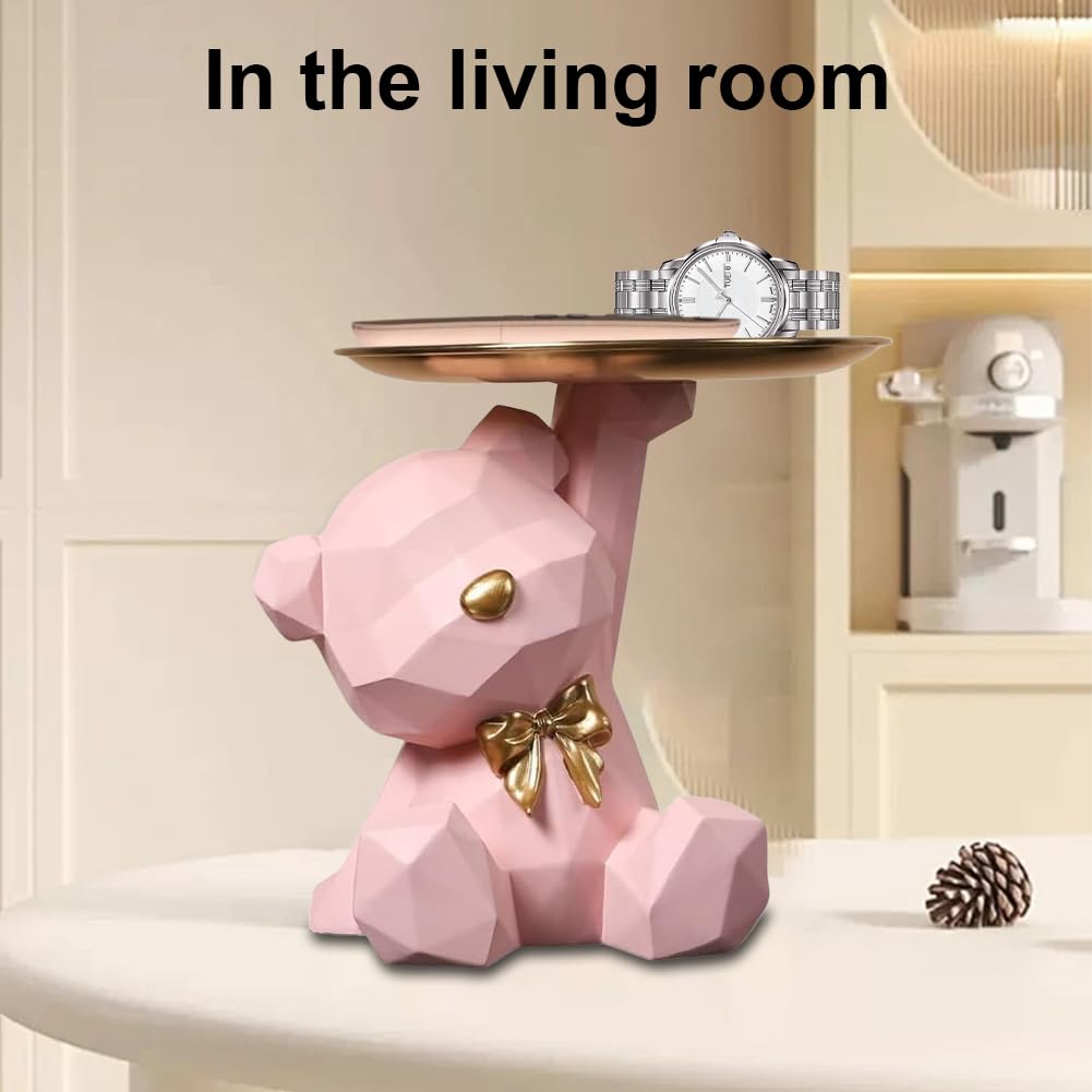 Beer met dienblad schaaltje beeld roze parelmoer | Luxury Lifestyle Boutique
