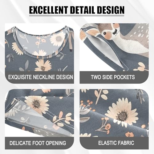 ALAZA Deer Blossom Flower Pajamas Short Sleeve 2 Piece Sleepwear Top and Bottom Pajama Set Unisex4