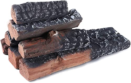 Nc Large Gas Fireplace Logs Set Of Ceramic Wood Logs. Use In Indoor, Gas Inserts, Vented, Electric, Or Outdoor Fireplaces & Fire Pits. Realistic Clean Burning Accessories 4Pcs (8) #TOP3