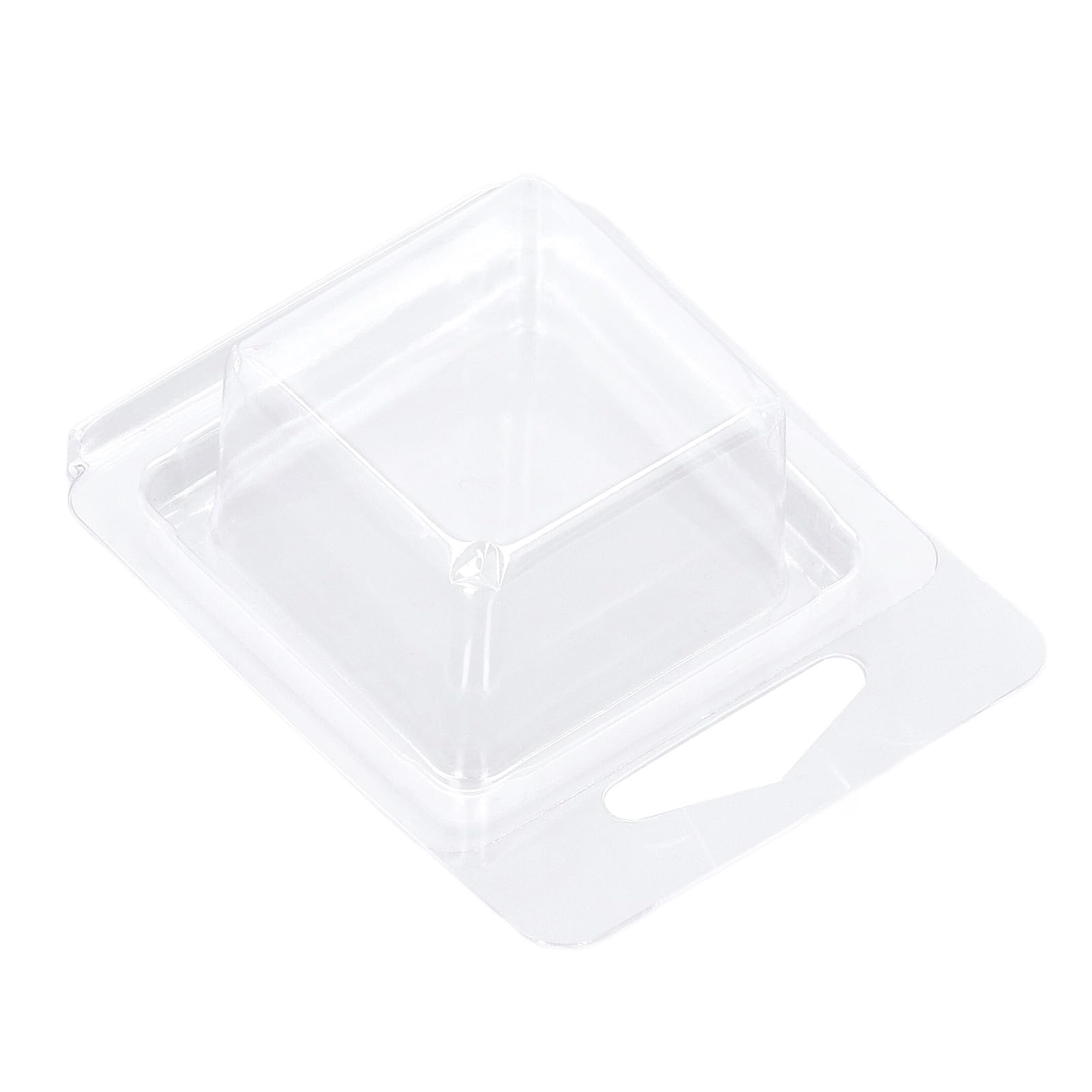 100PCS Wax Calmshell PET Separate Transparent Hanging Hole Empty Wax Container for DIY Candles Chocolate Round Ample Quantity You Wax MoldsWax (Square)