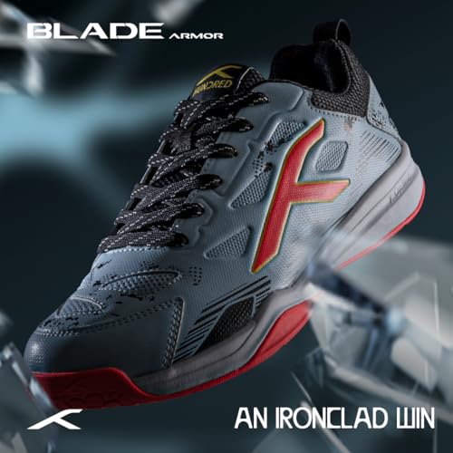 Image of Hundred Blade Armor Badminton Shoes (Non Marking) |Indoor Sports | Lightweight & Breathable | Airflow Mesh Upper | X-Cushion Midsole | Active Grip Outsole | Heel Support