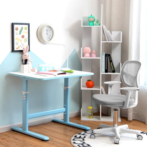 HONEY JOY Kids Desk Chair, Height Adjustable Children Study Chair, Swivel Mesh Task Student Chair, Universal Casters, Child Computer Desk Chair for Boys Girls Age 3-10 (Gray)