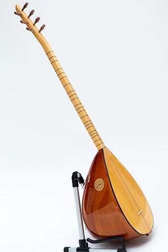 Saz turco de cuello largo hecho de madera de cerezo con pastilla, instrumento 100% hecho a mano