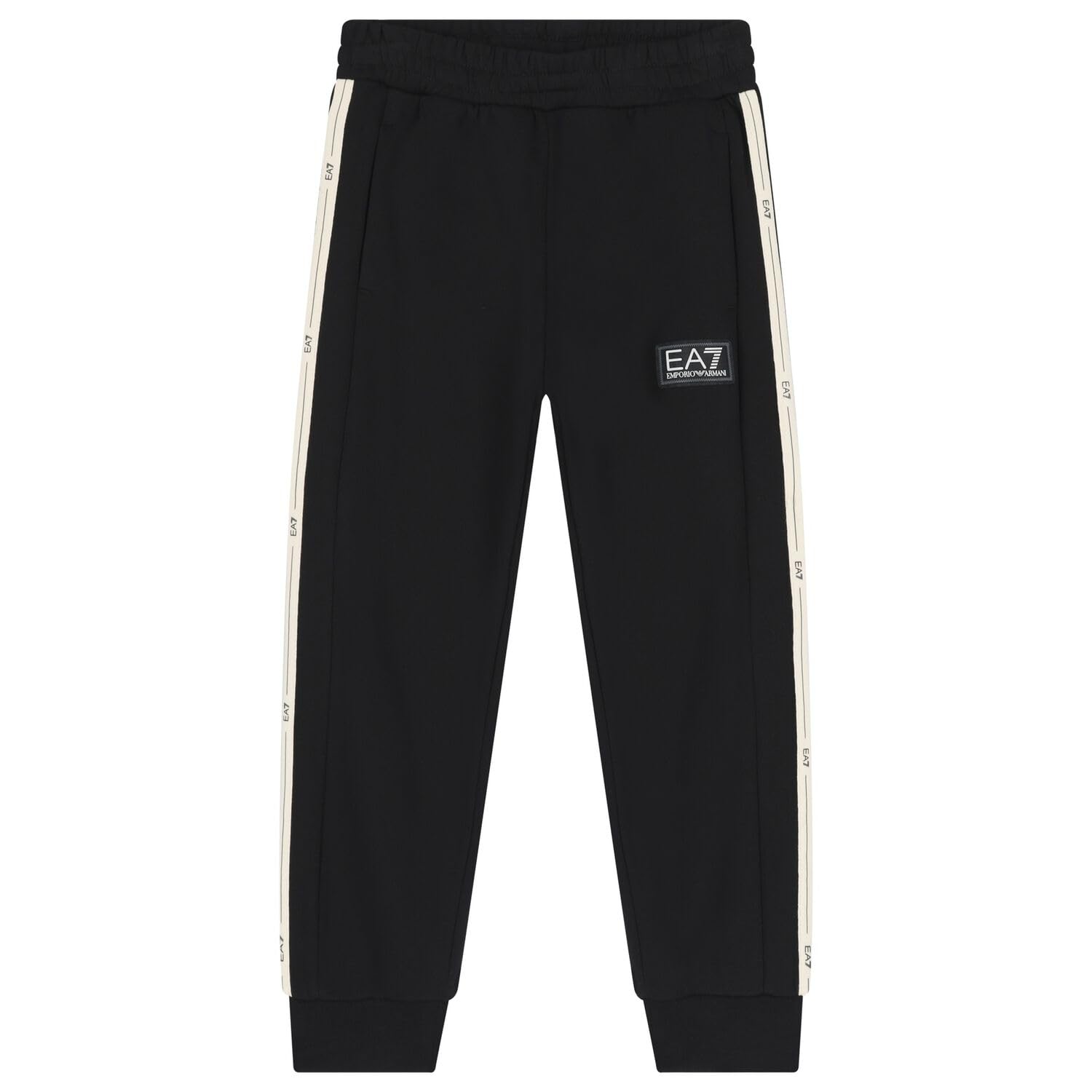 Emporio Armani EA7 dziecięce i chłopięce spodnie z mankietami z logo serii Boy, bawełna pluszowa, 7B000194