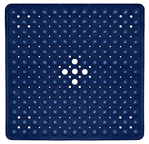 Image of ENKOSI 21 x 21 inch Square Non-Slip Shower Mat - Anti-Slip Shower Mats for Inside Shower - Secure Grip for Shower Stall Floors - Quick-Dry with Drain Holes (21x21 Navy Blue)