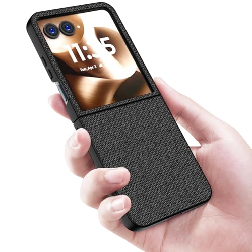 Image of Kapa Soft Full Fabric Protective Back Case Cover for Moto Razr 60 /50 | Shockproof Slim Hard Anti Slip Back Case (Black)