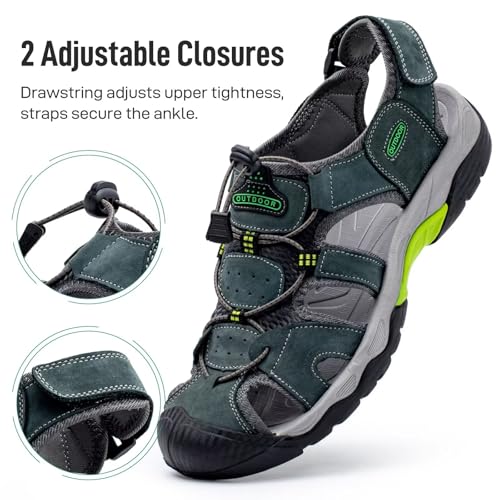 Arkbird Men's Sandals, Closed Toe Leather Fisherman Outdoor Hiking Sport Shoes Summer3