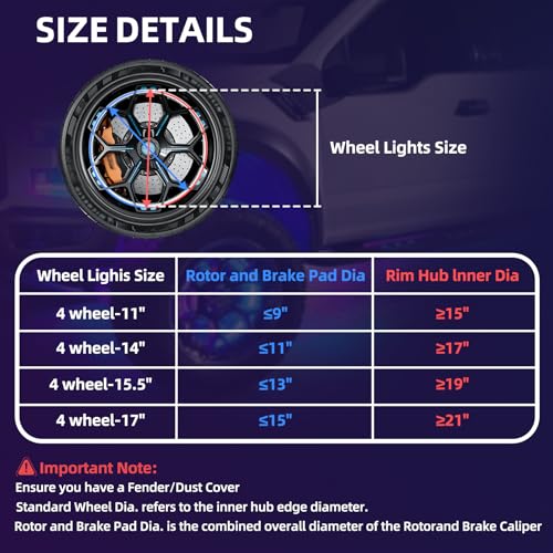 Image of 4PCS 14 inch Chasing Dual Sided LED Wheel Ring Lights for Trucks Car, Dual Ctrl | APP Remote Control, 178+DIY Dynamic Modes, Turn Signal Braking Reverse Function, for Pickups Offroad