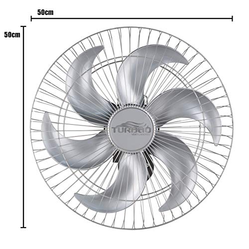 Ventilador de Parede Oscilante 50cm Prata Turbão 130W Bivolt