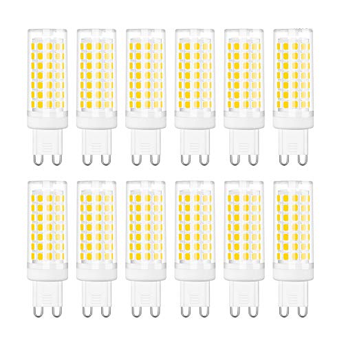 SumVibe G9 LED Bulb 6W, 60W G9 Halogen Bulb Replacement, 540LM, Daylight White 6000K, AC110-130V G9 Base Non-Dimmable Light Bulbs, 12-Pack
