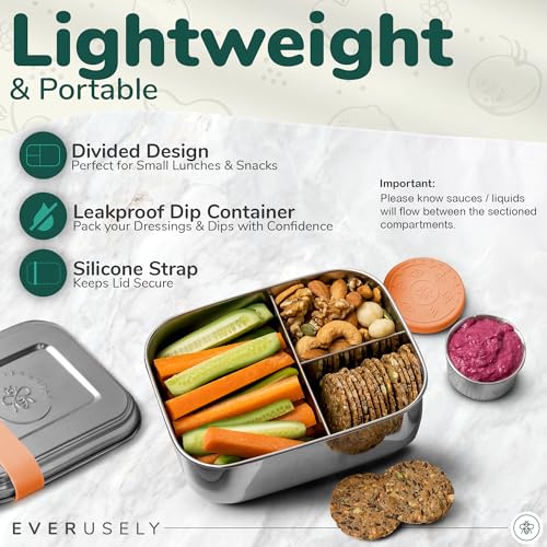 Image of Stainless Steel Bento Box + Condiment Container - Orange, 27oz / 0.8 L