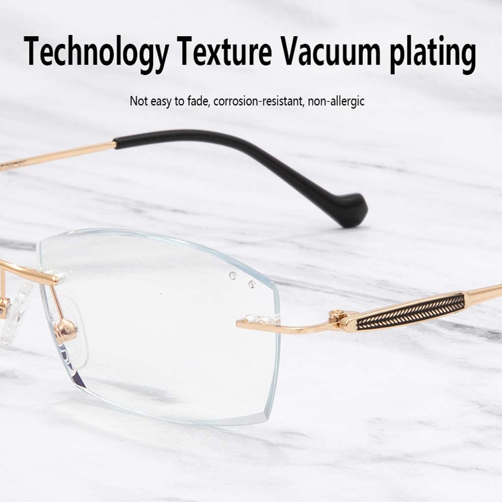 Rahmenlose Schneidebrille Ultraleichte Anti-Ermüdungs-Lesebrille Computerbrille Herren Rahmenlose Lesebrille für ältere Menschen Multifokales Anti-Blaulicht