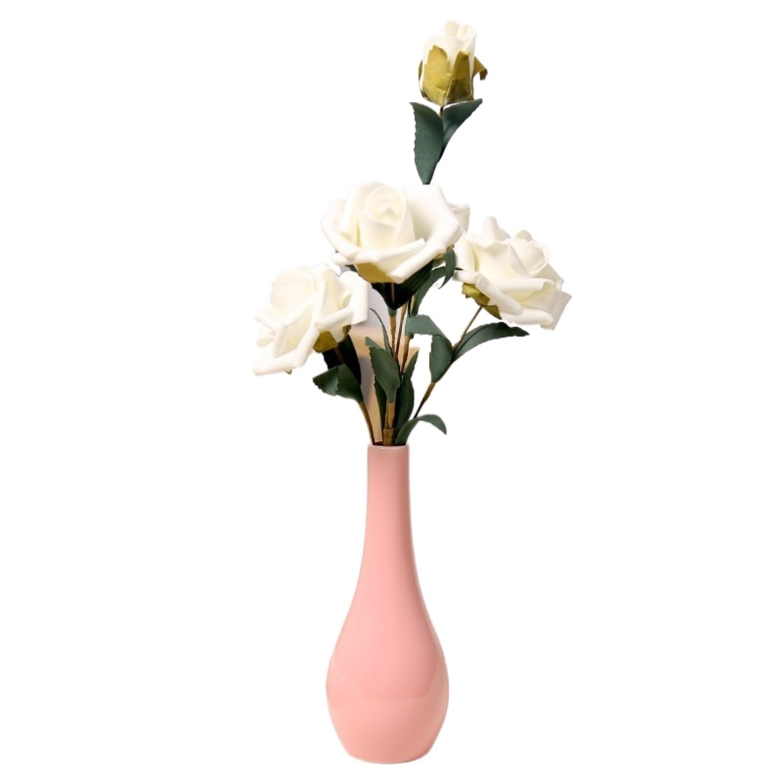 Florero de cerámica nórdica rosa para centro de mesa y estante de salón
