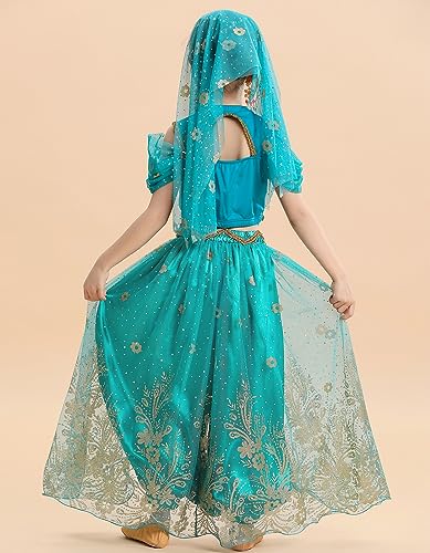 Tlmnu Princess Jasmine Halloween Belly Dance Costume For Girls Princess Party Supplies Tag-150 Blue thumb #5